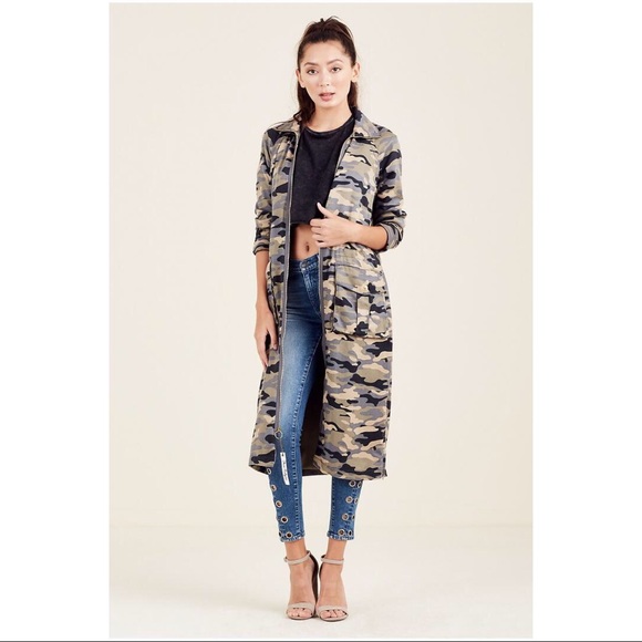 camo duster coat